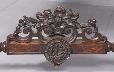 Carved Oak Swinging Crib on Stand - Image 7