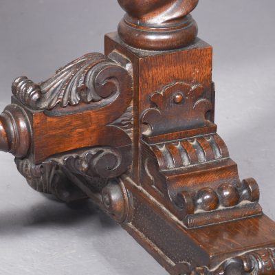 Carved Oak Swinging Crib on Stand - Image 8