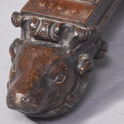 Carved Oak Swinging Crib on Stand - Image 9