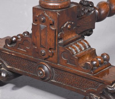Carved Oak Swinging Crib on Stand - Image 14
