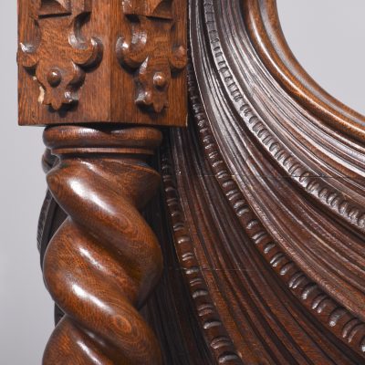 Carved Oak Swinging Crib on Stand - Image 15