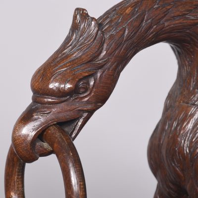 Carved Oak Swinging Crib on Stand - Image 17