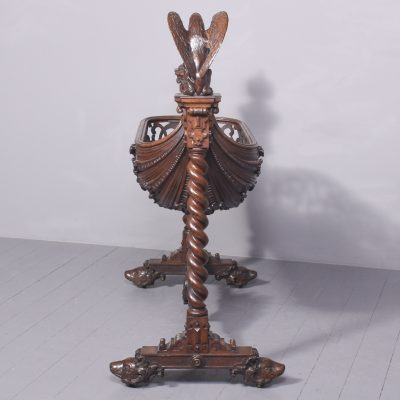 Carved Oak Swinging Crib on Stand - Image 19