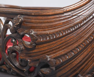 Carved Oak Swinging Crib on Stand - Image 21