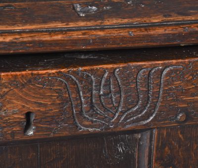 Large George I Panelled Oak Coffer - Image 4