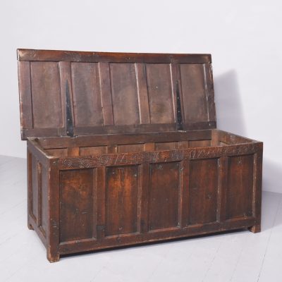 Large George I Panelled Oak Coffer - Image 11