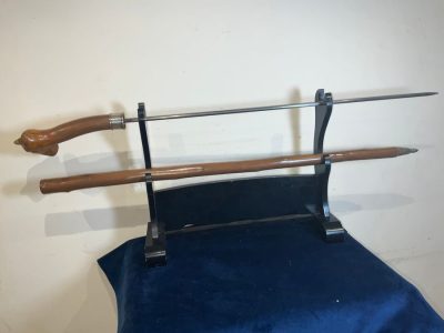 FANTASTIC CARVED HEAD WALKING STICK SWORD STICK
