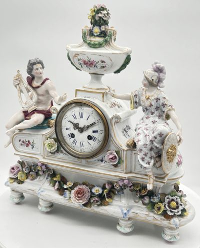 Fabulous Meissen Porcelain Figural Mantel clock – ca1850 - Image 18