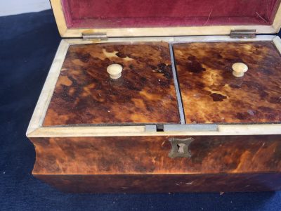TORTOISE SHELL GEORGIAN  TEA CADDY - Image 12