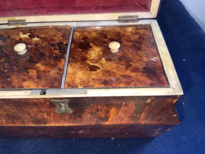 TORTOISE SHELL GEORGIAN  TEA CADDY - Image 13