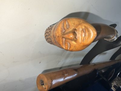 FANTASTIC CARVED HEAD WALKING STICK SWORD STICK - Image 9
