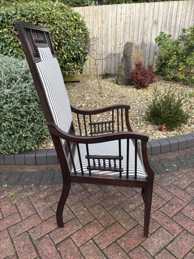 Aesthetic Movement Walnut Armchair c1890 - Image 4