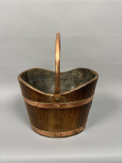 Arts & Crafts Coopered Oak Coal Bucket - Image 3