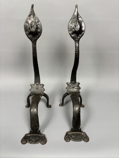 Pair of Arts & Crafts Steel Firedogs