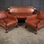 Magnificent Quality Mahogany & Leather Suite armchairs Antique Chairs