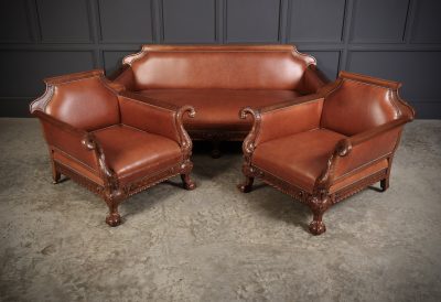 Magnificent Quality Mahogany & Leather Suite