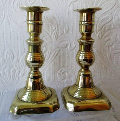 Pair of Antique English Victorian Brass Candlesticks - Image 2