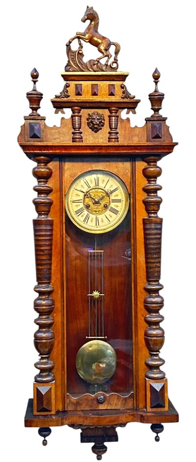 Fabulous Carved Walnut case Vienna regulator Wall clock – ca1900 - Image 3