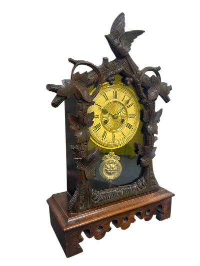 Fabulous carved Cuckoo Black Forest Mantel Clock – ca1890 - Image 9