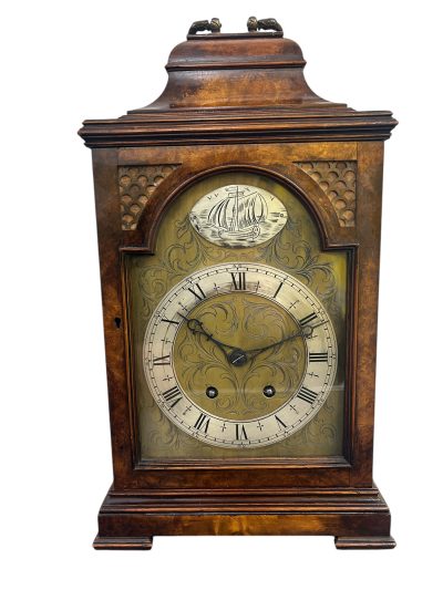 Stunning Burr Walnut case Caddy Top Bracket Clock – ca1890 - Image 11