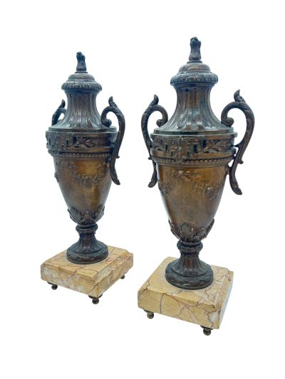 Wonderful Urn Clock Garnitures – ca 1900 - Image 8