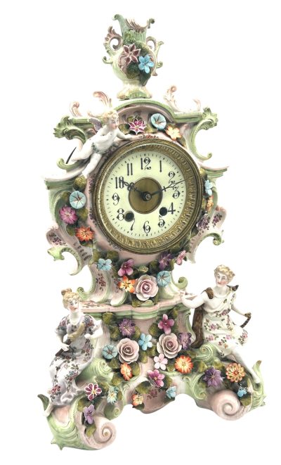 Fabulous Sitzendorf Porcelain Figural Mantel clock – ca1890 - Image 11