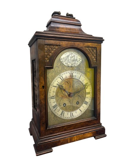 Stunning Burr Walnut case Caddy Top Bracket Clock – ca1890 - Image 9