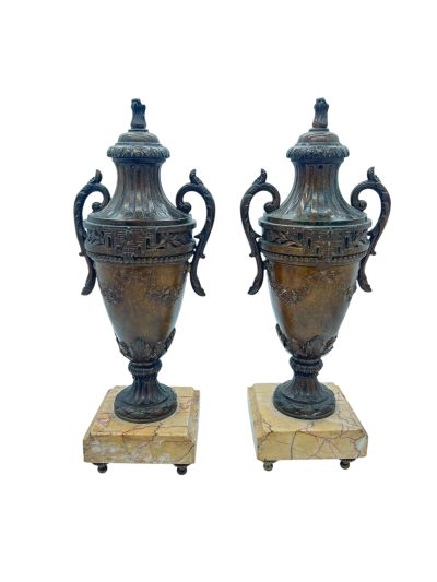 Wonderful Urn Clock Garnitures – ca 1900 - Image 9