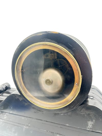 Fabulous Victorian Drum Head Slate & green marble Mantel Clock – ca1870 - Image 13