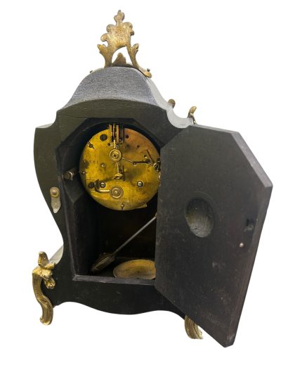 Exquisite Antique French Faux Tortoise shell & Ormolu Boulle Mantle Clock – circa 1890 - Image 8