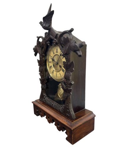 Fabulous carved Cuckoo Black Forest Mantel Clock – ca1890 - Image 6