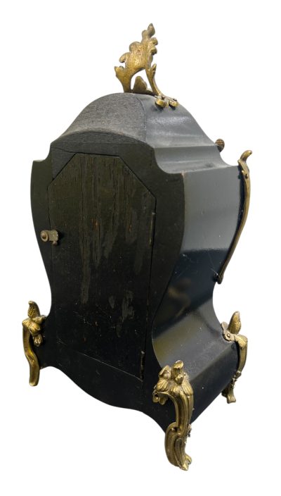 Exquisite Antique French Faux Tortoise shell & Ormolu Boulle Mantle Clock – circa 1890 - Image 9