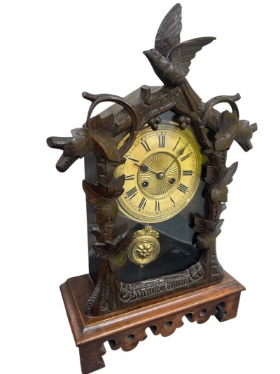 Fabulous carved Cuckoo Black Forest Mantel Clock – ca1890 - Image 7