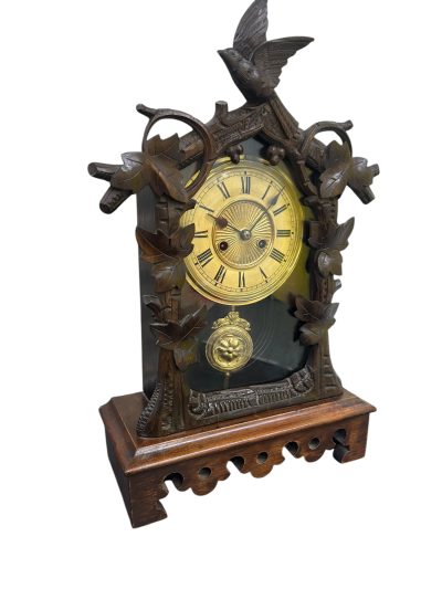Fabulous carved Cuckoo Black Forest Mantel Clock – ca1890 - Image 2
