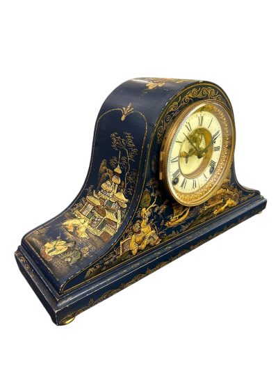 Fantastic Ansonia Coalport Blue Chinoiserie Hat Shaped Mantel Clock - Image 5