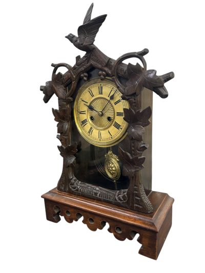 Fabulous carved Cuckoo Black Forest Mantel Clock – ca1890 - Image 5
