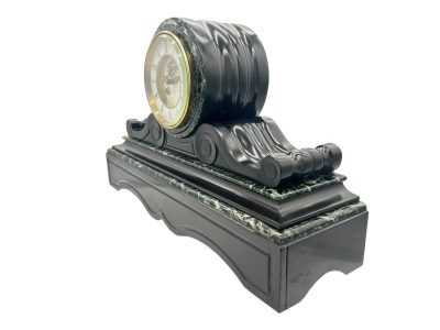 Fabulous Victorian Drum Head Slate & green marble Mantel Clock – ca1870 - Image 9