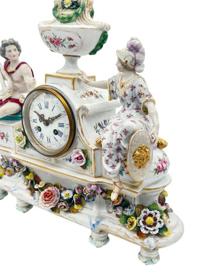 Fabulous Meissen Porcelain Figural Mantel clock – ca1850 - Image 2