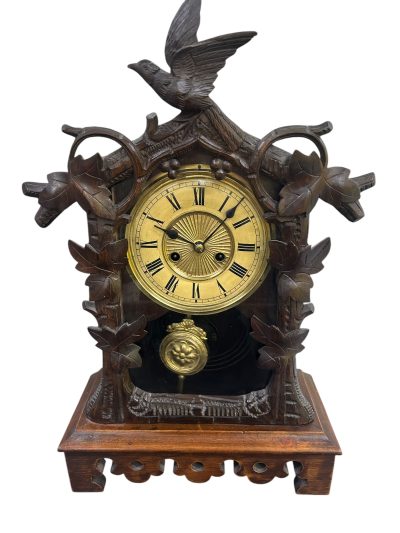 Fabulous carved Cuckoo Black Forest Mantel Clock – ca1890 - Image 3