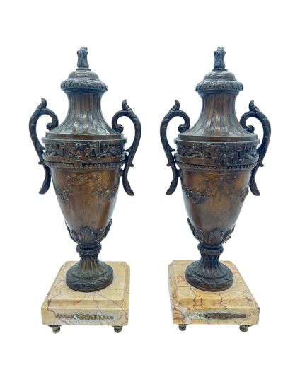 Wonderful Urn Clock Garnitures – ca 1900 - Image 4