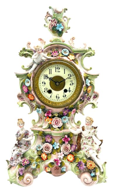 Fabulous Sitzendorf Porcelain Figural Mantel clock – ca1890 - Image 8