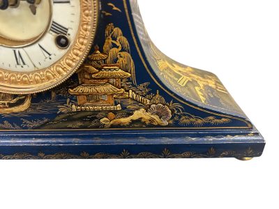 Fantastic Ansonia Coalport Blue Chinoiserie Hat Shaped Mantel Clock - Image 7