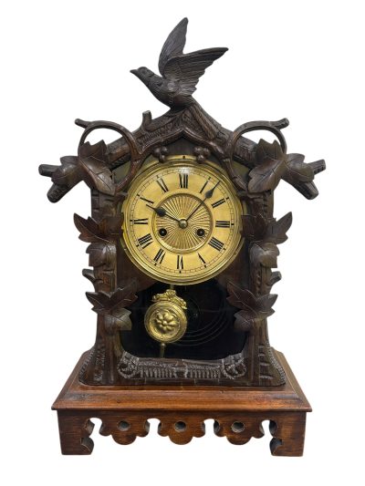Fabulous carved Cuckoo Black Forest Mantel Clock – ca1890 - Image 8