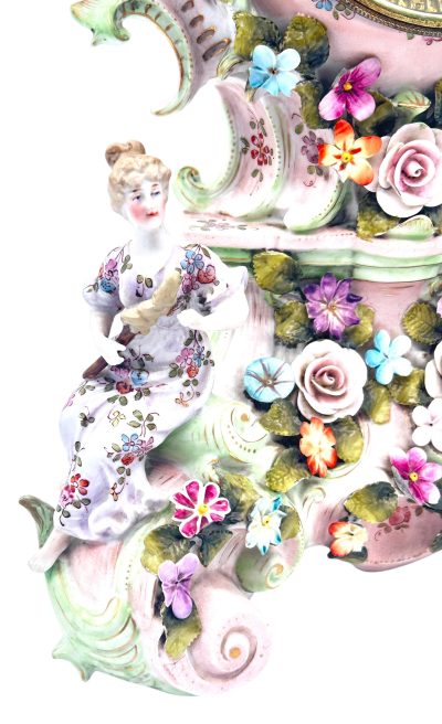 Fabulous Sitzendorf Porcelain Figural Mantel clock – ca1890 - Image 5