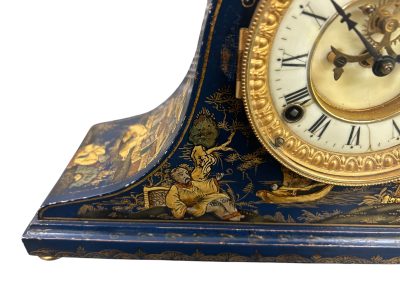 Fantastic Ansonia Coalport Blue Chinoiserie Hat Shaped Mantel Clock - Image 4
