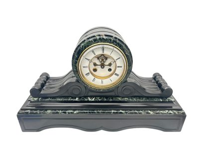 Fabulous Victorian Drum Head Slate & green marble Mantel Clock – ca1870 - Image 6