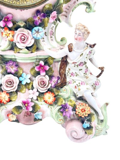 Fabulous Sitzendorf Porcelain Figural Mantel clock – ca1890 - Image 6