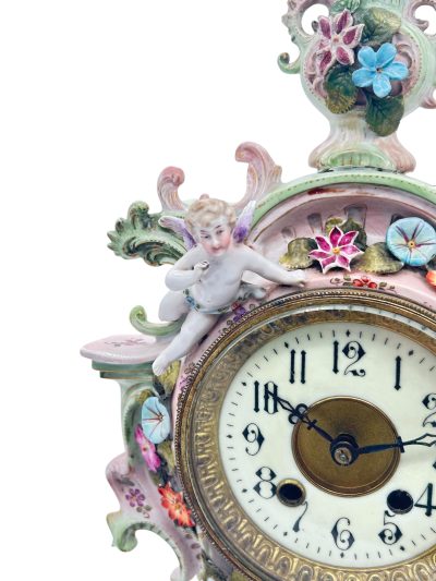 Fabulous Sitzendorf Porcelain Figural Mantel clock – ca1890 - Image 4