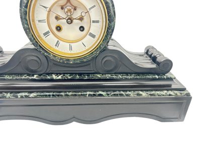 Fabulous Victorian Drum Head Slate & green marble Mantel Clock – ca1870 - Image 2