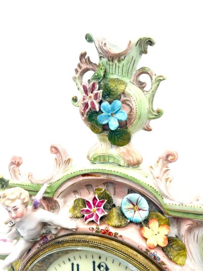 Fabulous Sitzendorf Porcelain Figural Mantel clock – ca1890 - Image 7